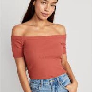 Old Navy Fitted Off the Shoulder Ribbed Top Sz M